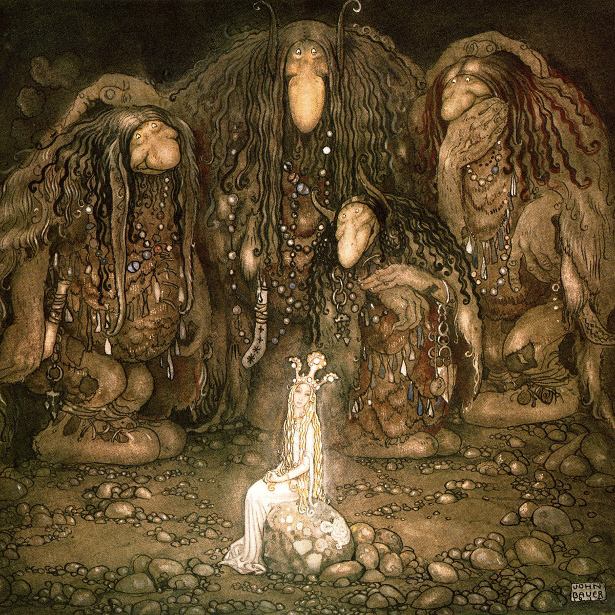 John Bauer - Prinsessan & trollen: Ljus i mörkret