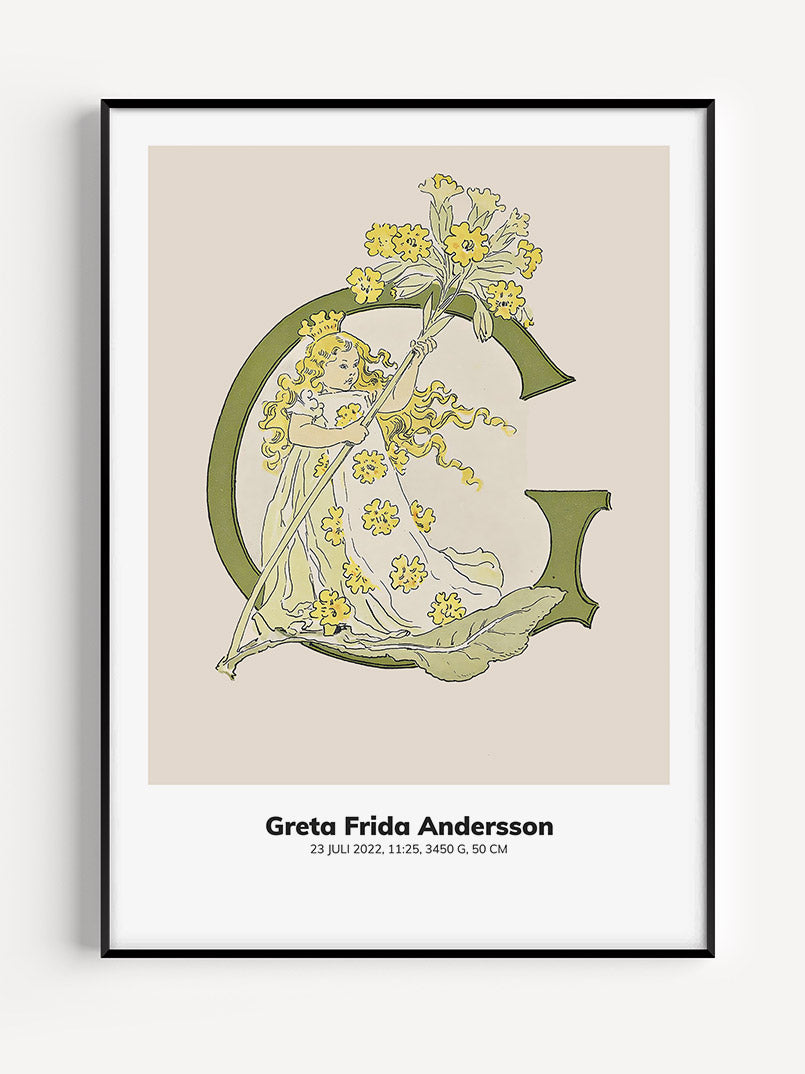 Prinsarnes Blomsteralfabet - Personlig Tavla - A till N
