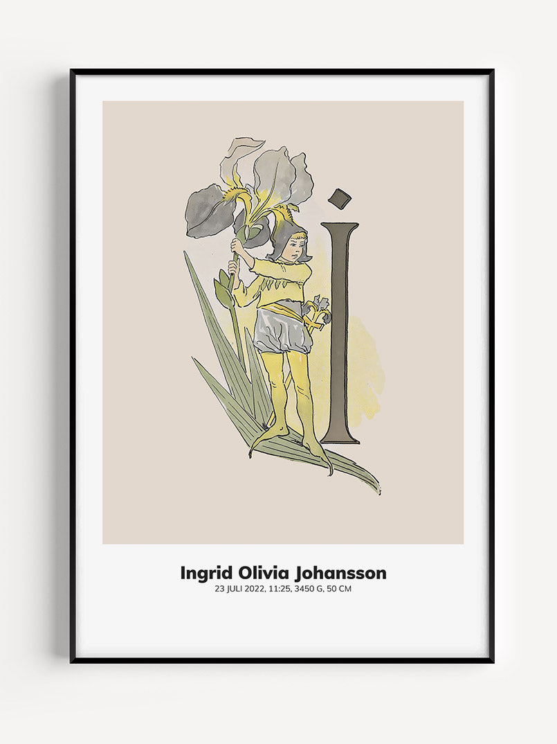 Prinsarnes Blomsteralfabet - Personlig Tavla - A till N