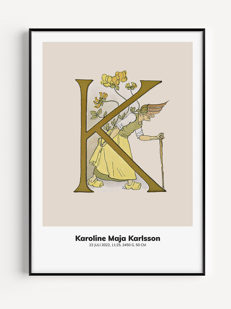 Prinsarnes Blomsteralfabet - Personlig Tavla - A till N