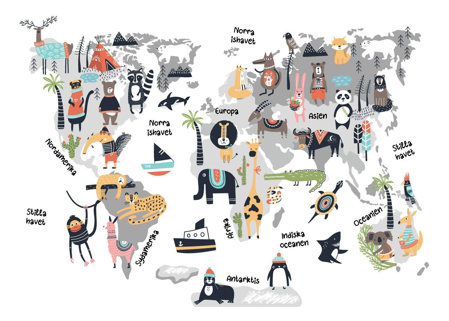Världens djur - Karta - Lilla Vän