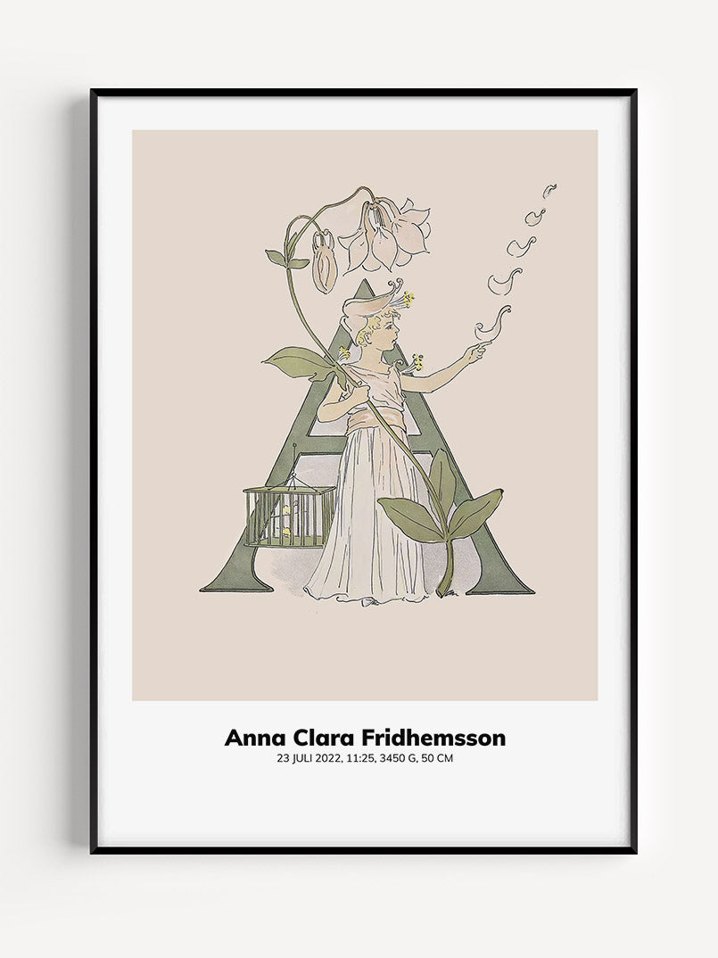 Prinsarnes Blomsteralfabet - Personlig Tavla - A till N
