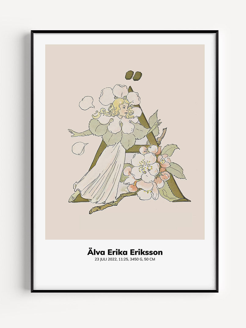 Prinsarnes Blomsteralfabet - Personlig Tavla - O - Ö