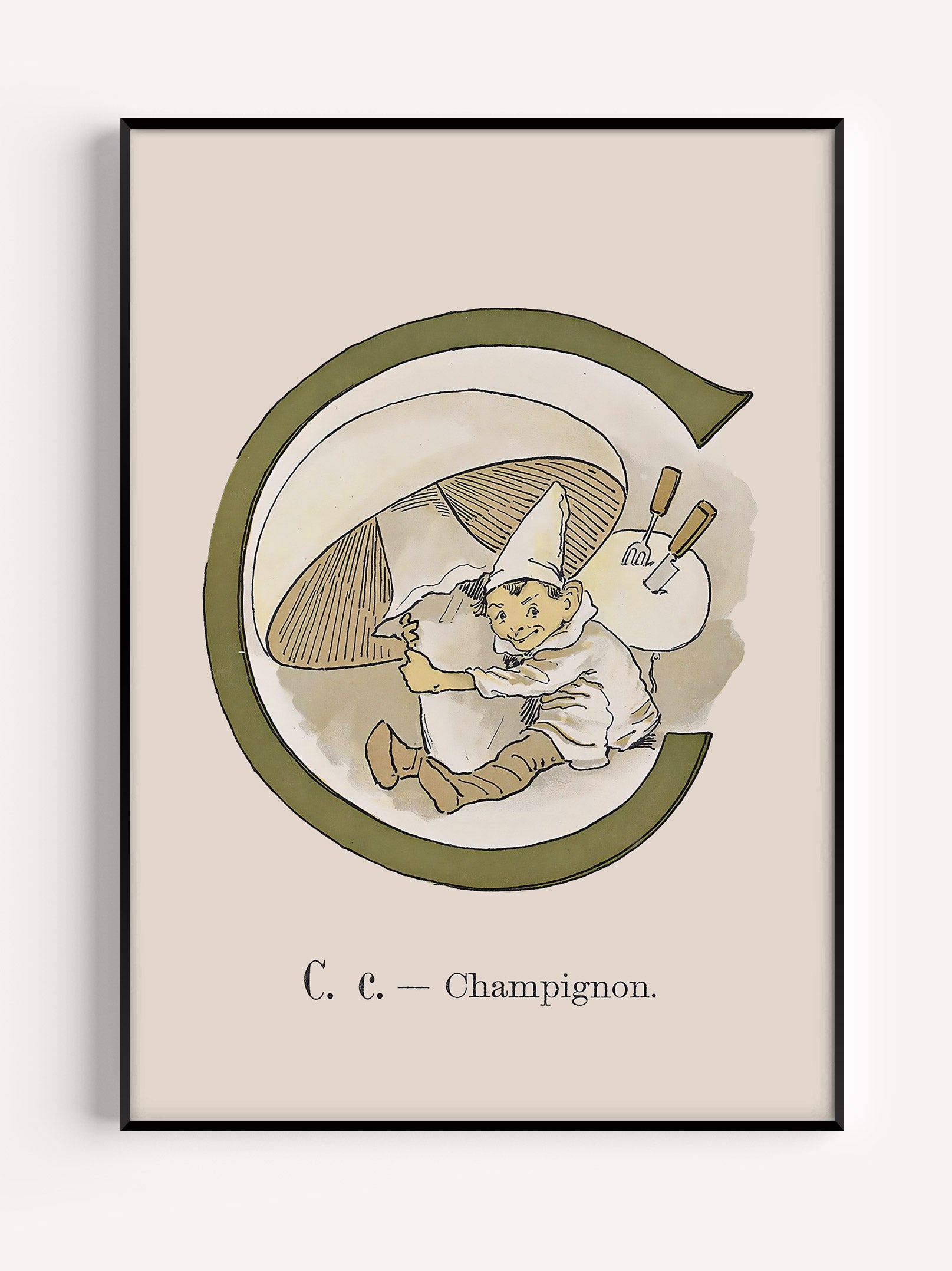 Prinsarnes Alfabet - Bokstaven C - Originalillustrationer av Ottilia Adelborg. Klassiska motiv som passar barnrummet