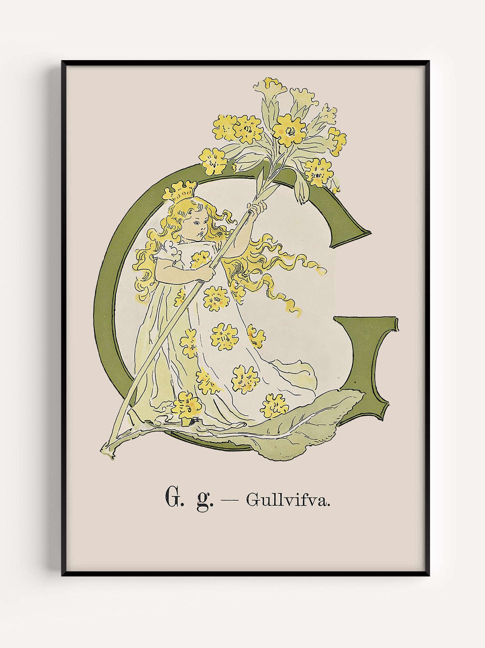 Prinsarnes Alfabet - G - Fine art prints - poster - av Ottilias originalillustrationer från 1800-talet.