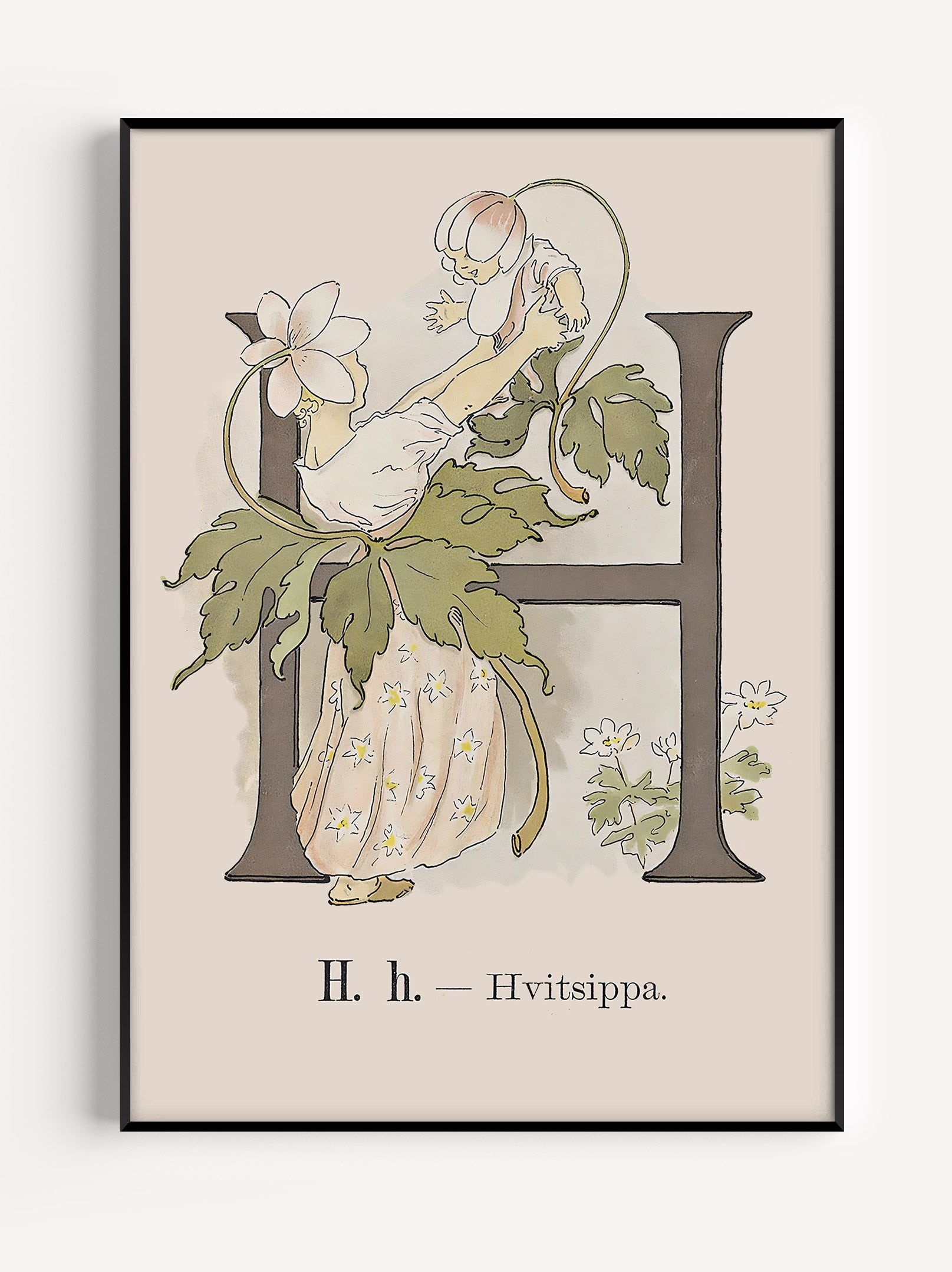 Prinsarnes Alfabet - H - Fine art prints - poster - av Ottilias originalillustrationer från 1800-talet.