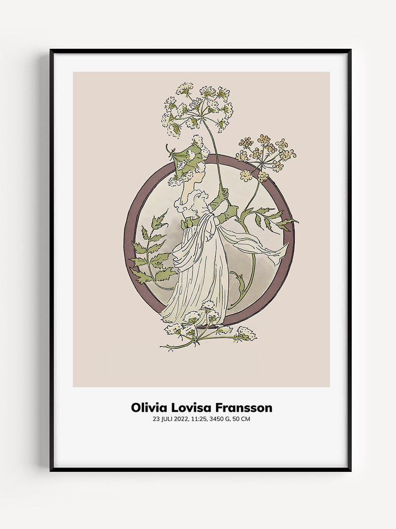 Prinsarnes Blomsteralfabet - Personlig Tavla - O - Ö