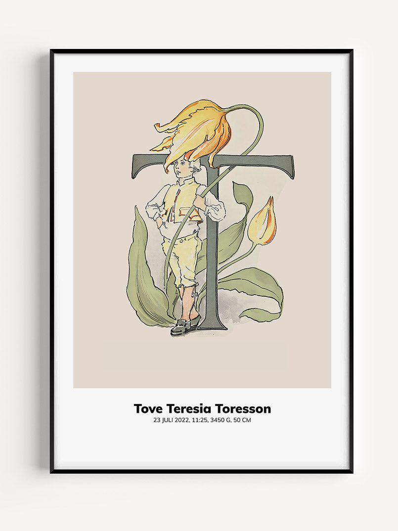 Prinsarnes Blomsteralfabet - Personlig Tavla - O - Ö