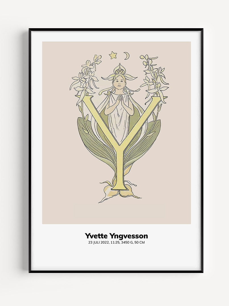 Prinsarnes Blomsteralfabet - Personlig Tavla - O - Ö