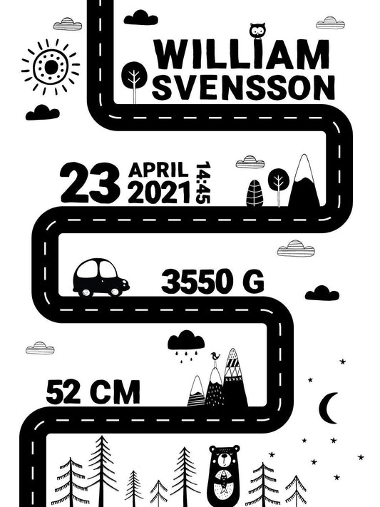 Födelsetavla - Väg - Lilla Vän